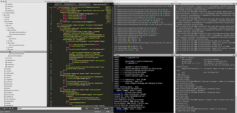 sublime text 3 and iterm showing meanjs app